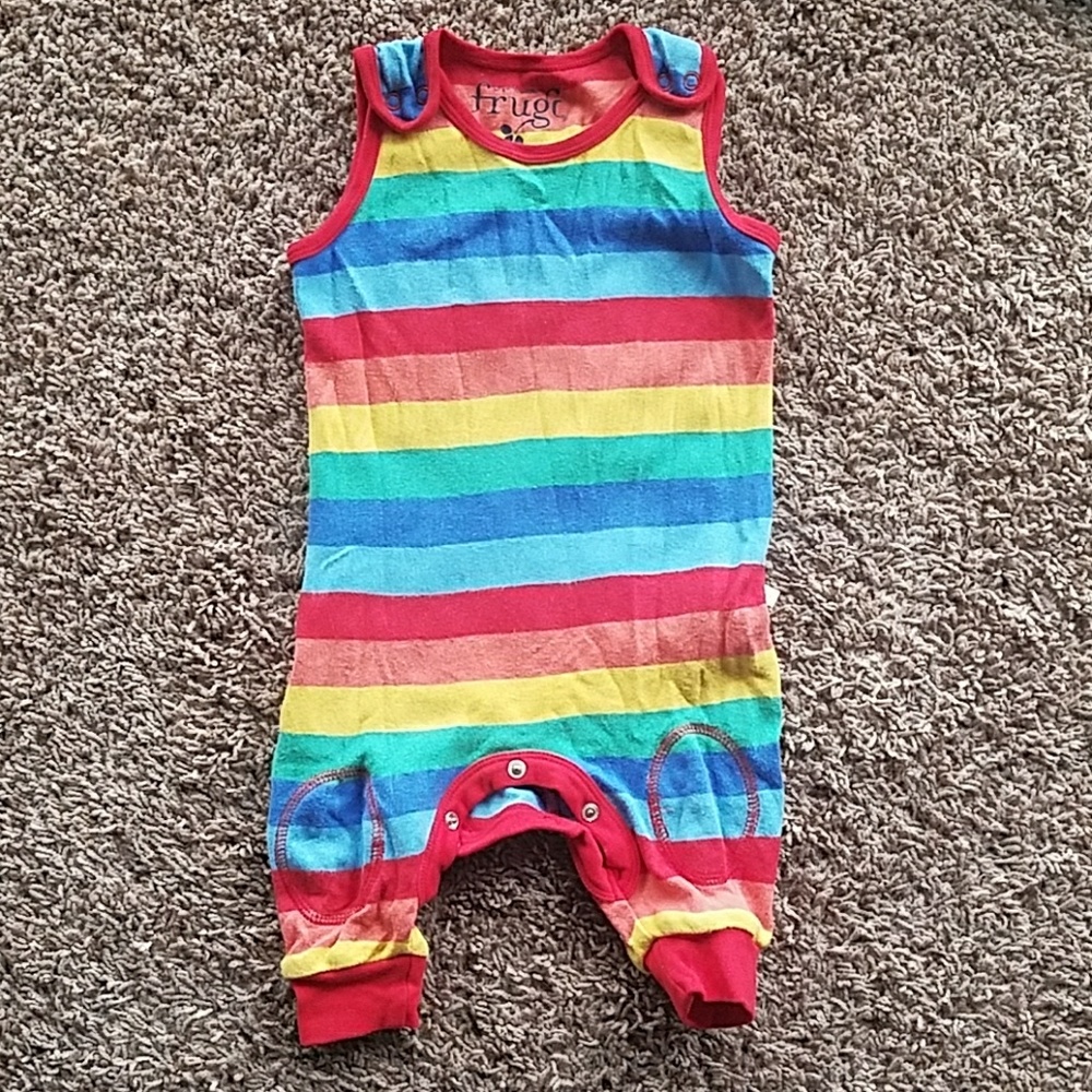 Frugi Rainbow Stripe Kneepatch Dungaree